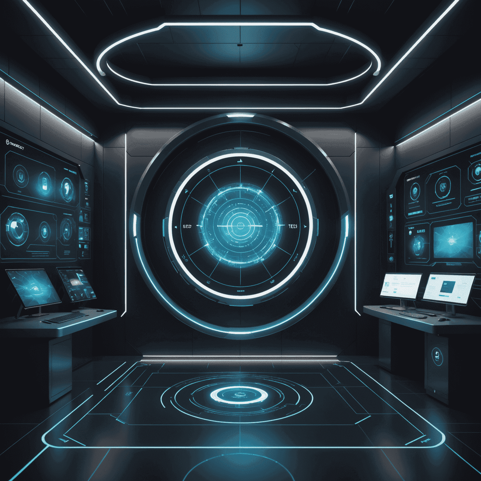 A futuristic interface showcasing CoreFirst's new trust management tools, with holographic projections of secure vaults and digital handshakes