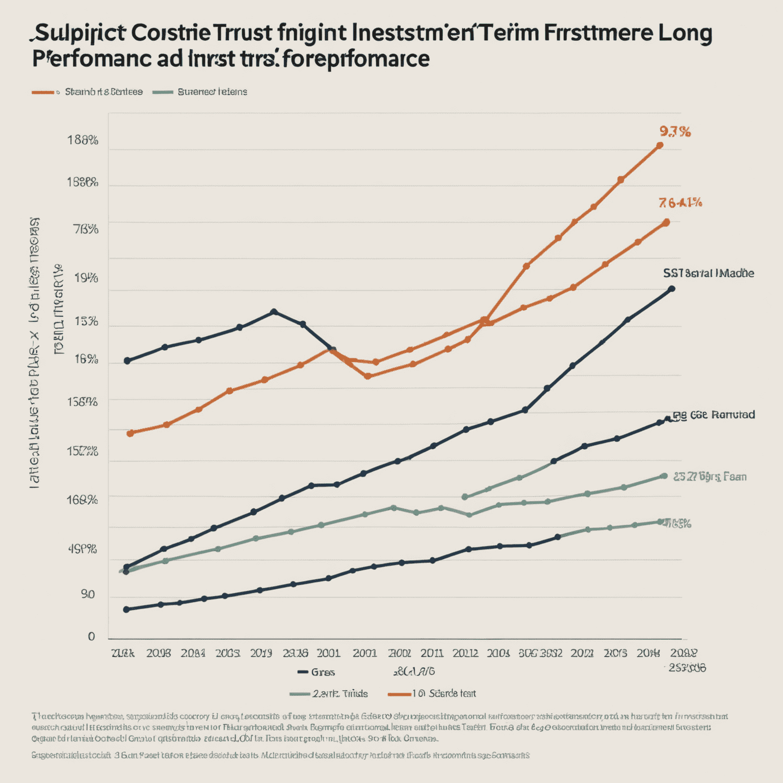A graph showing the positive correlation between ESG-focused investments and long-term trust performance
